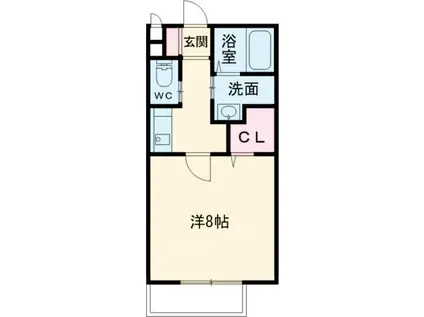 クオリア東茱萸木(1K/1階)の間取り写真