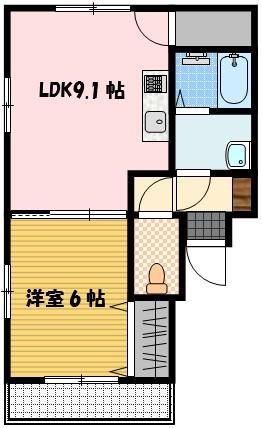 ファミール白鳥(1LDK/3階)の間取り写真