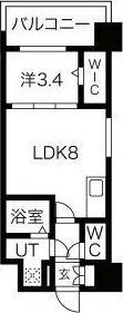 ミラージュパレス難波幸町(1LDK/9階)の間取り写真