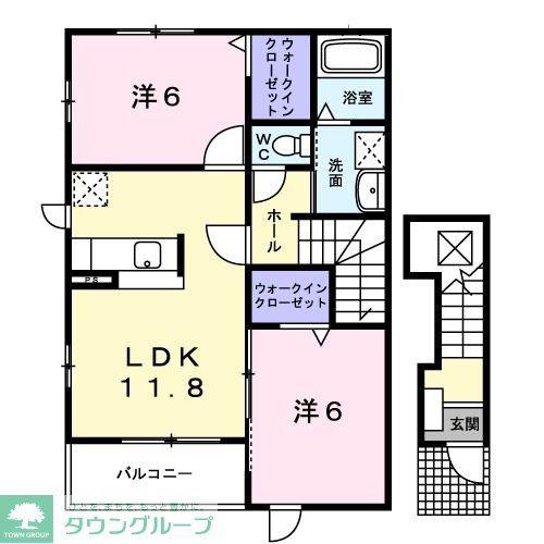 エアリーヒルズI(2LDK/2階)の間取り写真