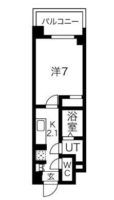 ラトゥール連坊(1K/8階)の間取り写真