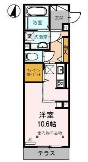 インペリアルヒルズ(ワンルーム/1階)の間取り写真