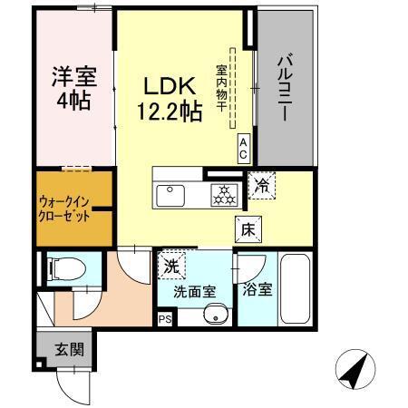 DCREST新川N(1LDK/3階)の間取り写真
