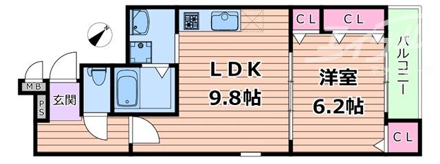 フジパレス ダイドウ2丁目(1LDK/1階)の間取り写真