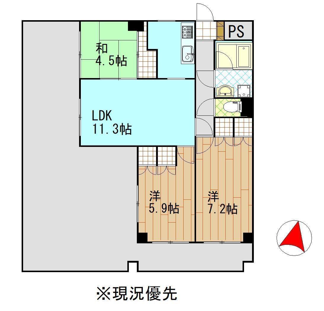 ヒューゲル新横浜北(3LDK/6階)の間取り写真