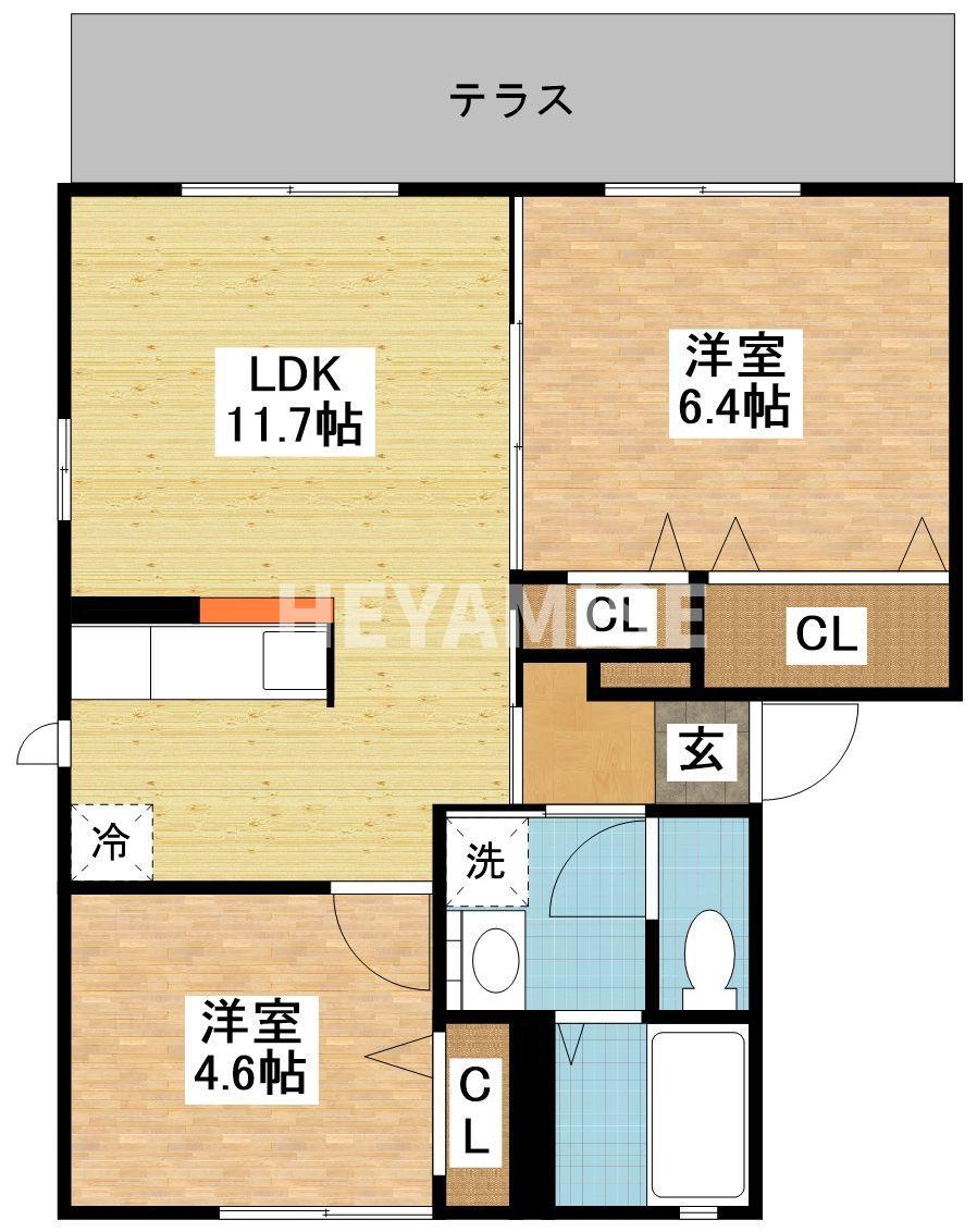 エスペランスREI A棟(2LDK/1階)の間取り写真