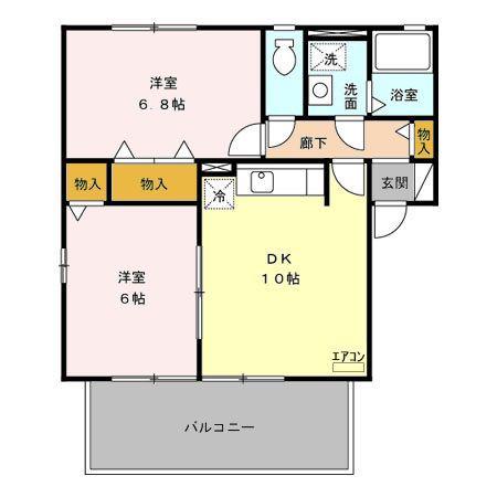 ベルテE(2LDK/2階)の間取り写真