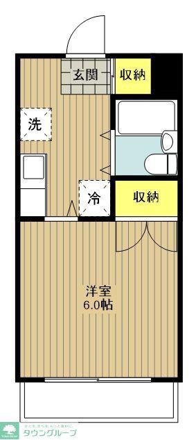 ヴィラパピヨン(1K/3階)の間取り写真