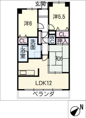 ローレルスクエア津南が丘弐番館209号(3LDK/2階)の間取り写真