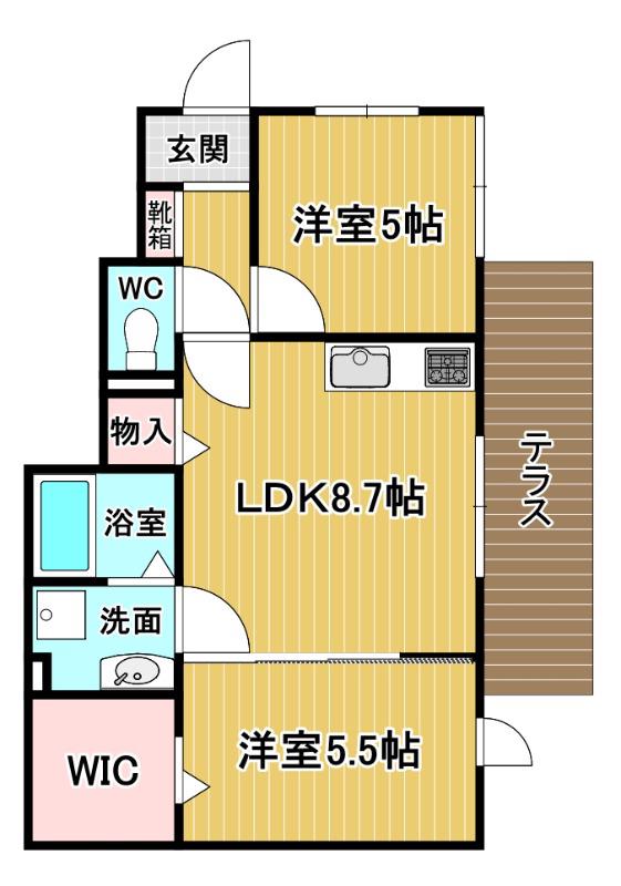 メゾン ド ソレイユ(2LDK/1階)の間取り写真