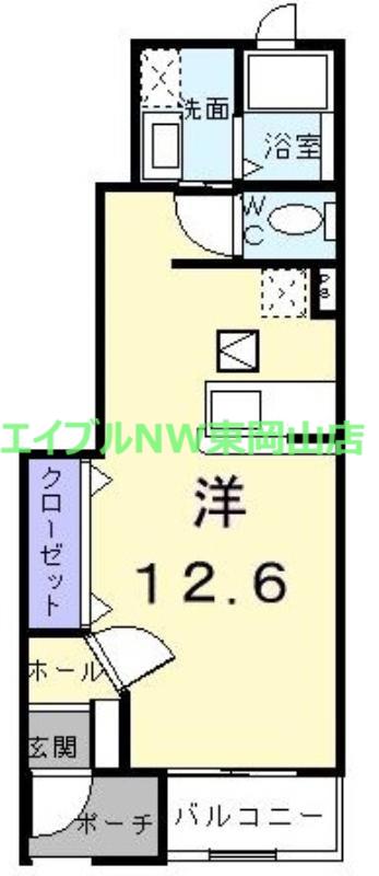 ＪＲ山陽本線 西川原駅 徒歩9分 2階建 築20年(ワンルーム/1階)の間取り写真