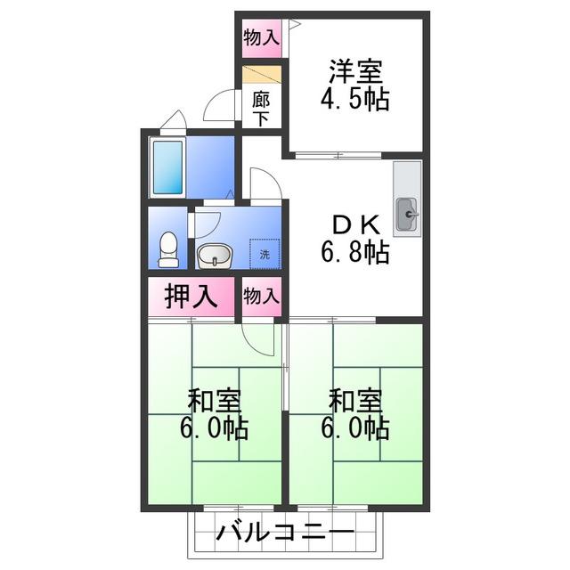 セジュール井辺(3DK/1階)の間取り写真