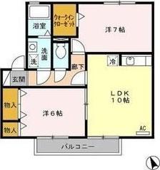 ベルセーヌ A(2LDK/2階)の間取り写真