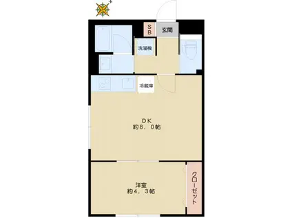 ウェルスクエアイズム文京千石(1LDK/1階)の間取り写真