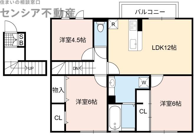 ハイツ東野(3LDK/2階)の間取り写真