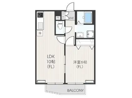 ヒルズ子母口(1LDK/2階)の間取り写真