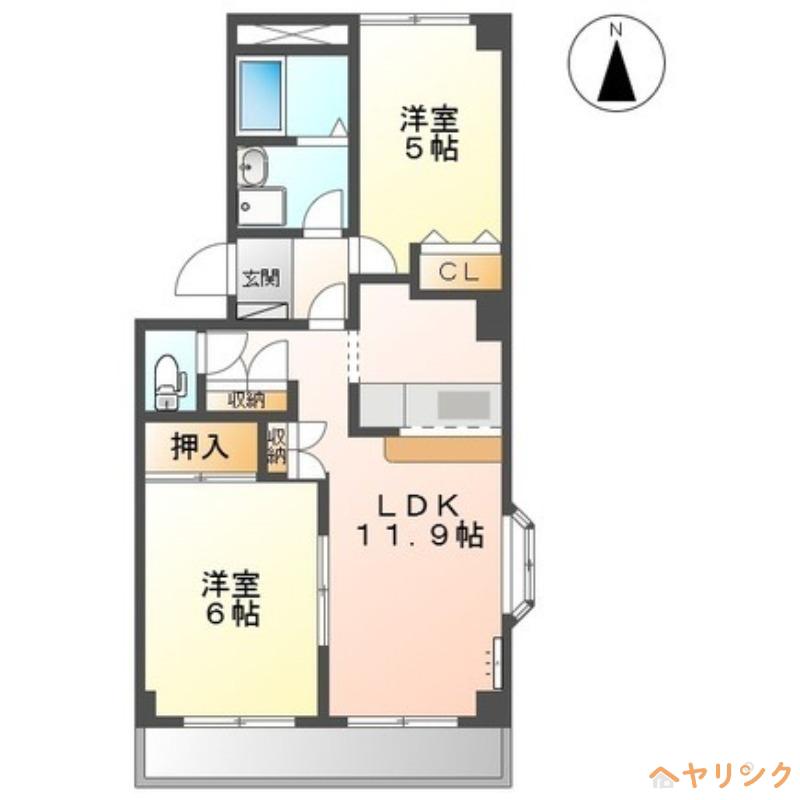 ウィン・ベルI(2LDK/2階)の間取り写真