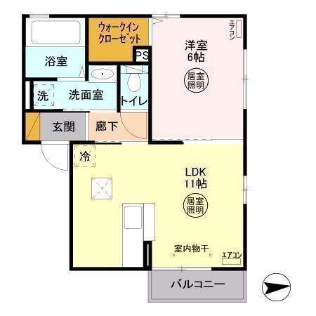 セレッソ(1LDK/1階)の間取り写真