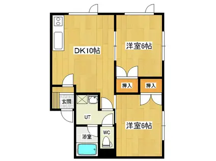 パルティール東相内(2LDK/1階)の間取り写真