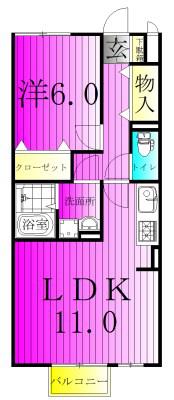 ヴァンクレール(1LDK/2階)の間取り写真