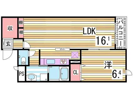 メゾン・ド・リアンIII(1LDK/1階)の間取り写真