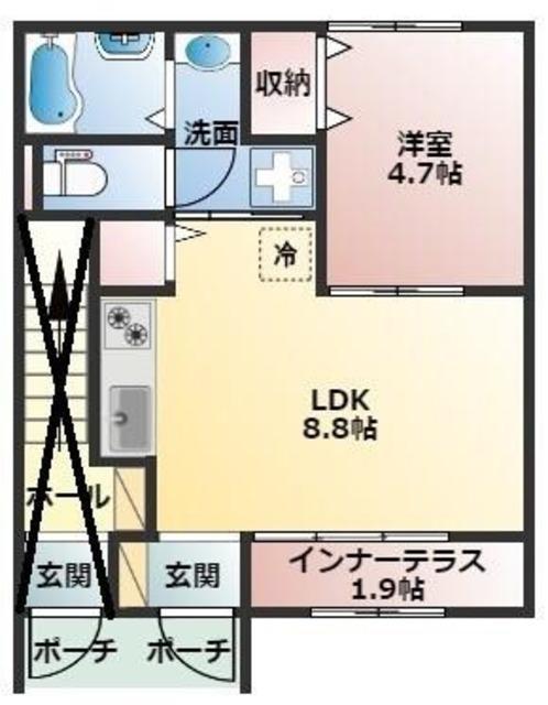 グランフェリス(1LDK/1階)の間取り写真