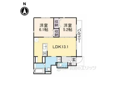 アムール京都梅小路(2LDK/1階)の間取り写真