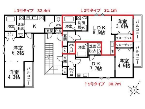 花畑プレミア(2K/1階)の間取り写真