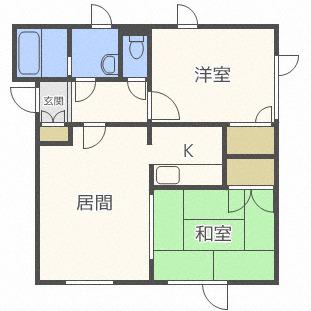 カーサ福士I(2LDK/2階)の間取り写真