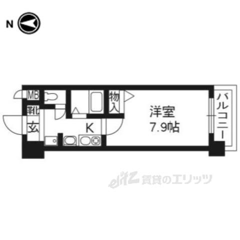 プレサンス京大南(1K/2階)の間取り写真