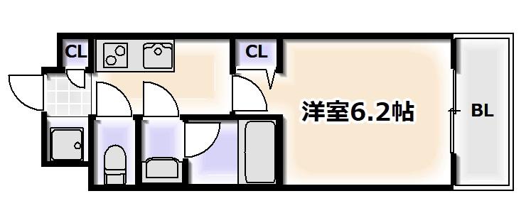 スプランディッド難波II(1K/8階)の間取り写真