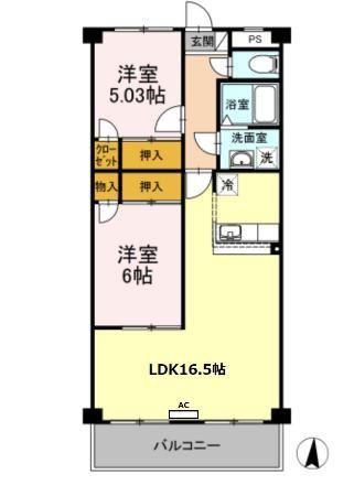 プランドール鳥羽見(2LDK/2階)の間取り写真