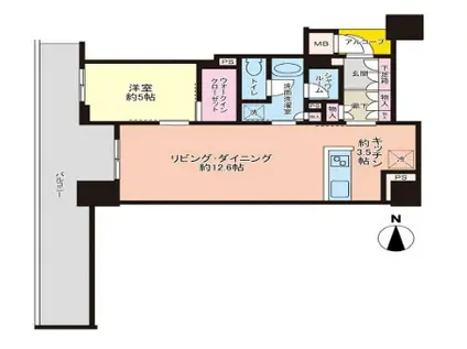 ジオタワー堺筋本町(1LDK/5階)の間取り写真