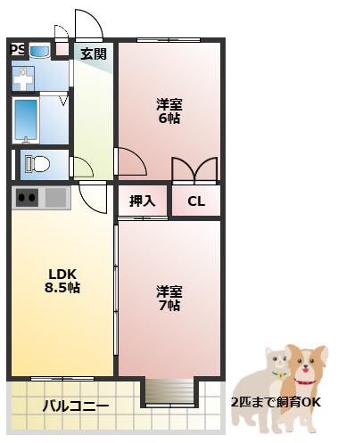ブランドールMIII(2LDK/5階)の間取り写真