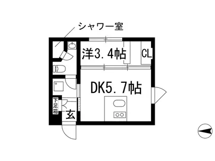 ステーションスクエアさくら通(1DK/2階)の間取り写真