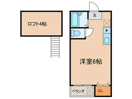 パルムドール平尾(ワンルーム/2階)の間取り写真