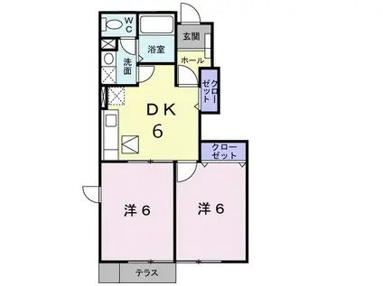 キャパシティ(2DK/1階)の間取り写真