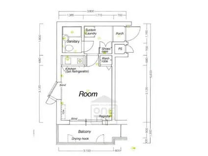 デトム・ワン西陣聚楽(ワンルーム/2階)の間取り写真