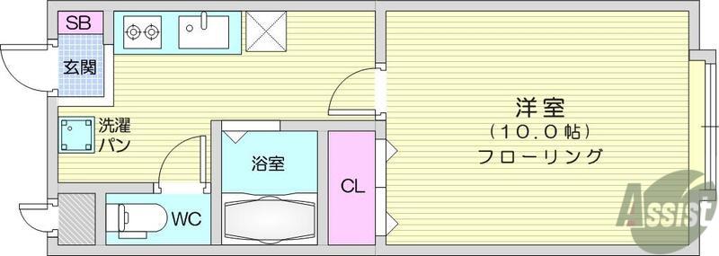カルム参番館(1K/1階)の間取り写真