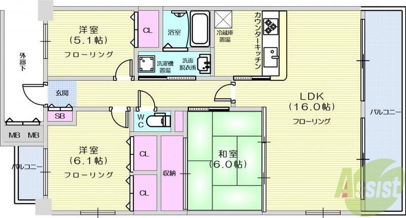 グローリィハイツNO3(3LDK/7階)の間取り写真
