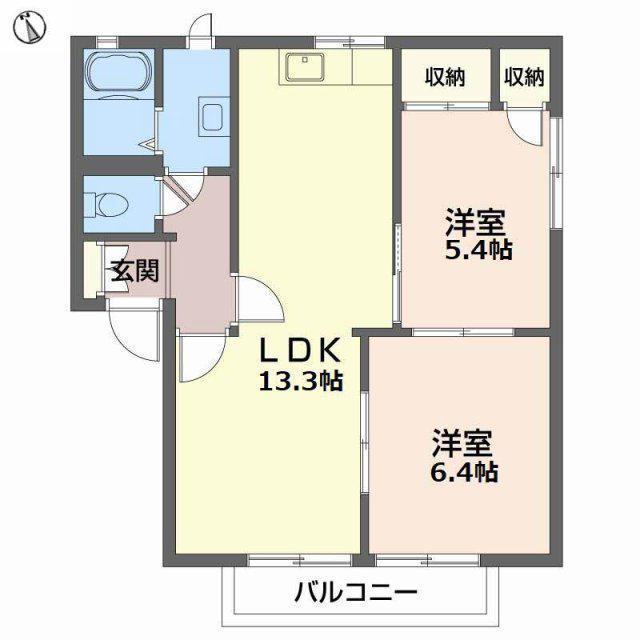 ディアスSSK(2LDK/2階)の間取り写真