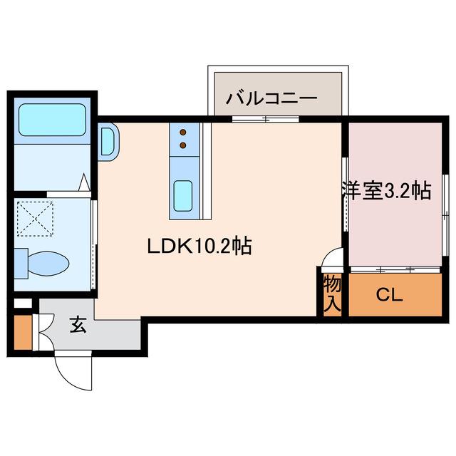 ルミエール(1LDK/2階)の間取り写真