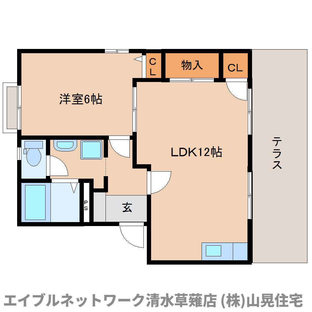 メイプルタウンE(1LDK/1階)の間取り写真