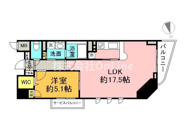 セレッソコート上本町イースト(1LDK/2階)の間取り写真