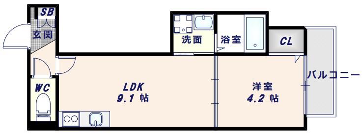 GRANDIR小路(1LDK/1階)の間取り写真