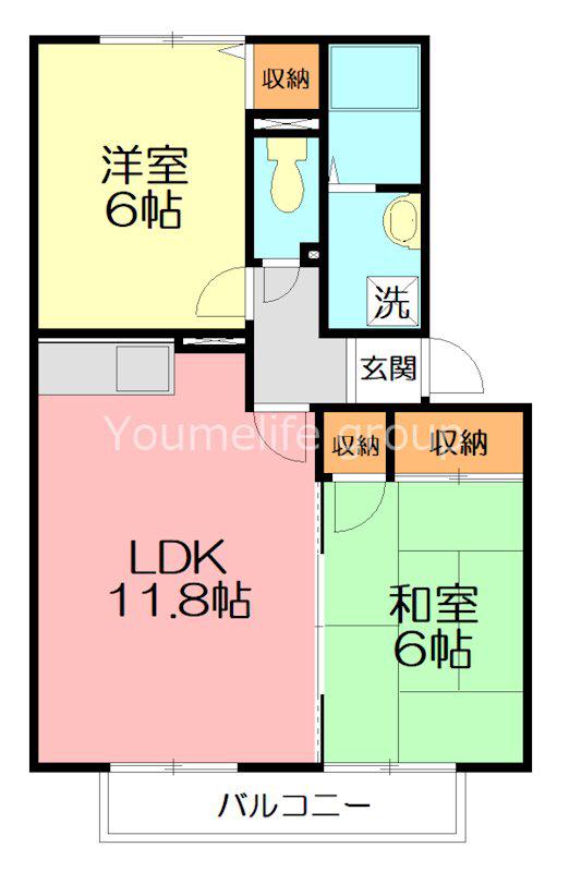 サンシャインA(2LDK/2階)の間取り写真