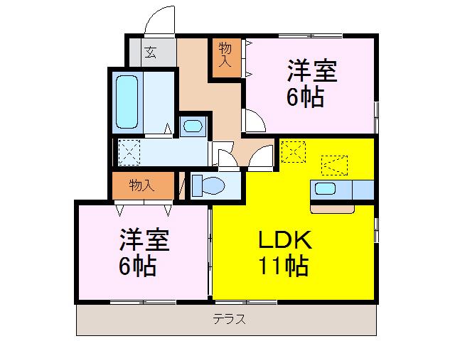 モン ビラージュA(2LDK/1階)の間取り写真