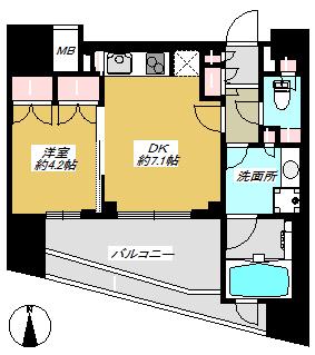 シティハウス代々木(1DK/7階)の間取り写真