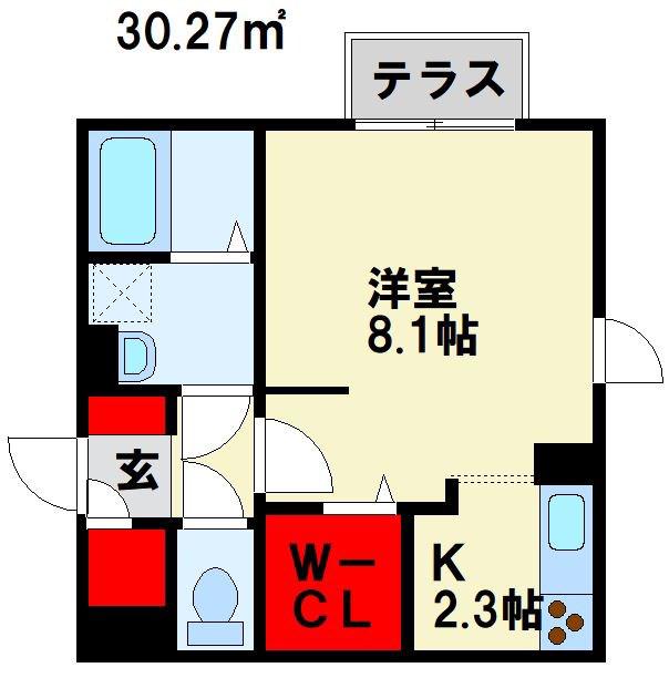ヴィアンジュ黒崎(1K/2階)の間取り写真