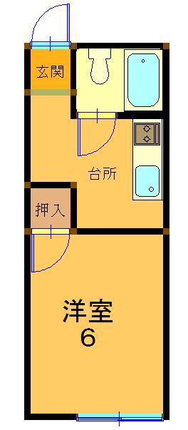コーポ葉月(1K/1階)の間取り写真